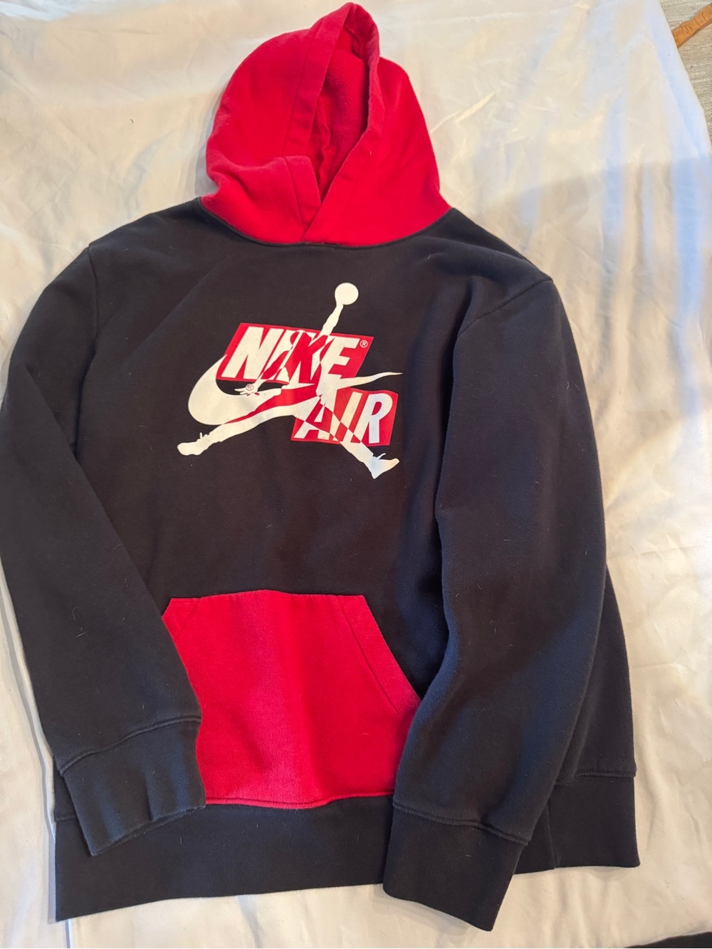 Nike Black and Red Kids' Pullover Hoodie with Nike Air Logo